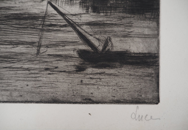 Maximilien LUCE : Vue du port de Rotterdam - Gravure (détail)