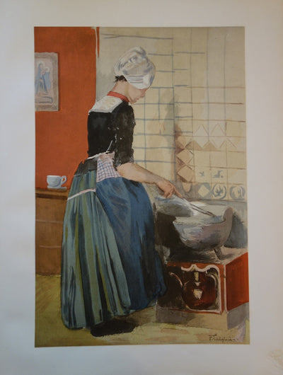 F. LUIGINI : La Servante - Lithographie