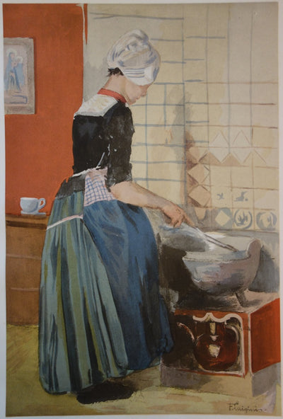 F. LUIGINI : La Servante - Lithographie (détail)