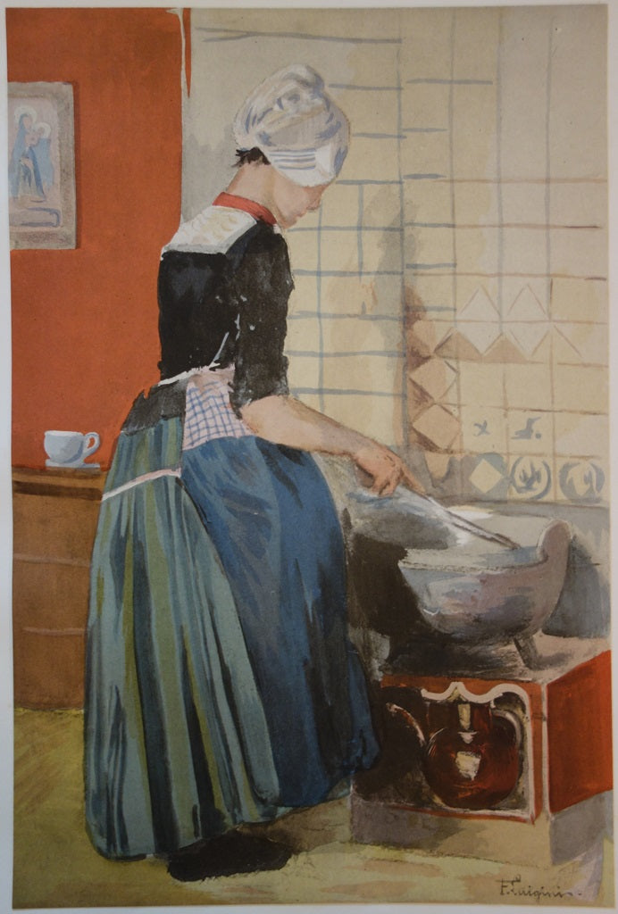 F. LUIGINI : La Servante - Lithographie (détail)
