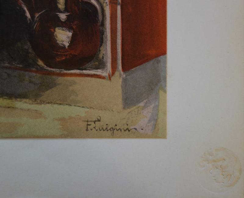 F. LUIGINI : La Servante - Lithographie (détail)