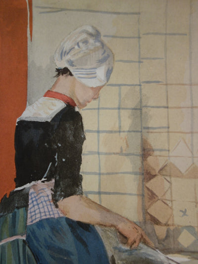 F. LUIGINI : La Servante - Lithographie (détail)