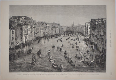 E. MÉAULLE : Entrevue des souverains sur le Grand Canal - Gravure
