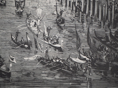 E. MÉAULLE : Entrevue des souverains sur le Grand Canal - Gravure (détail)