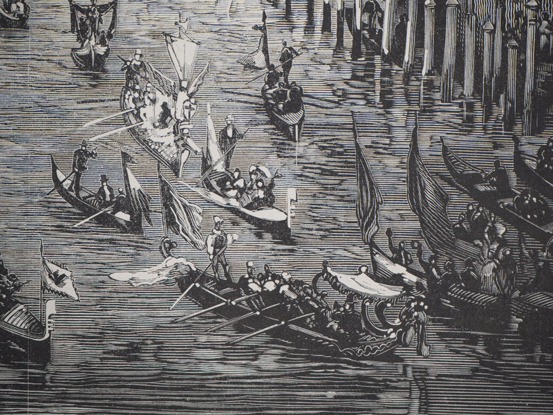 E. MÉAULLE : Entrevue des souverains sur le Grand Canal - Gravure (détail)