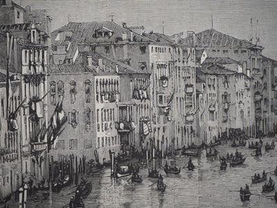 E. MÉAULLE : Entrevue des souverains sur le Grand Canal - Gravure (détail)