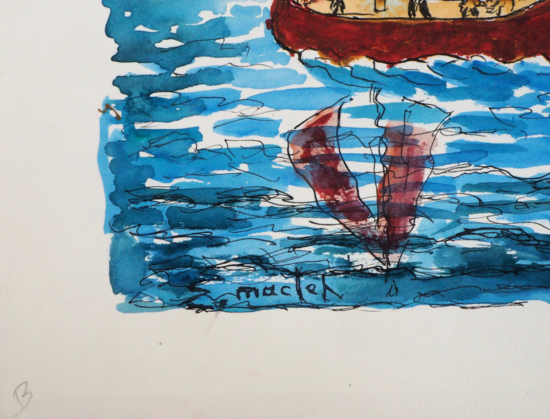 Elisée MACLET : Les bateaux à voiles - Aquarelle (détail)