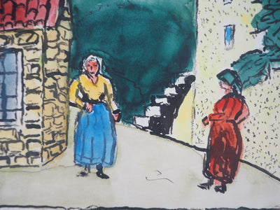 Elisée MACLET : Bretonnes à l'entrée du Village - Aquarelle (détail)