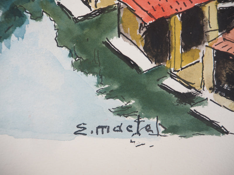Elisée MACLET : La Petite France à Strasbourg - Aquarelle (détail)