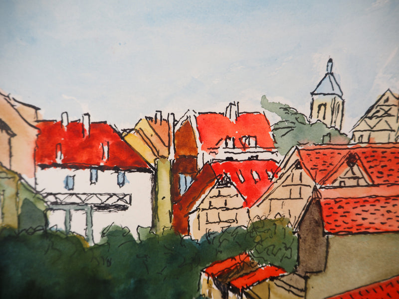 Elisée MACLET : La Petite France à Strasbourg - Aquarelle (détail)