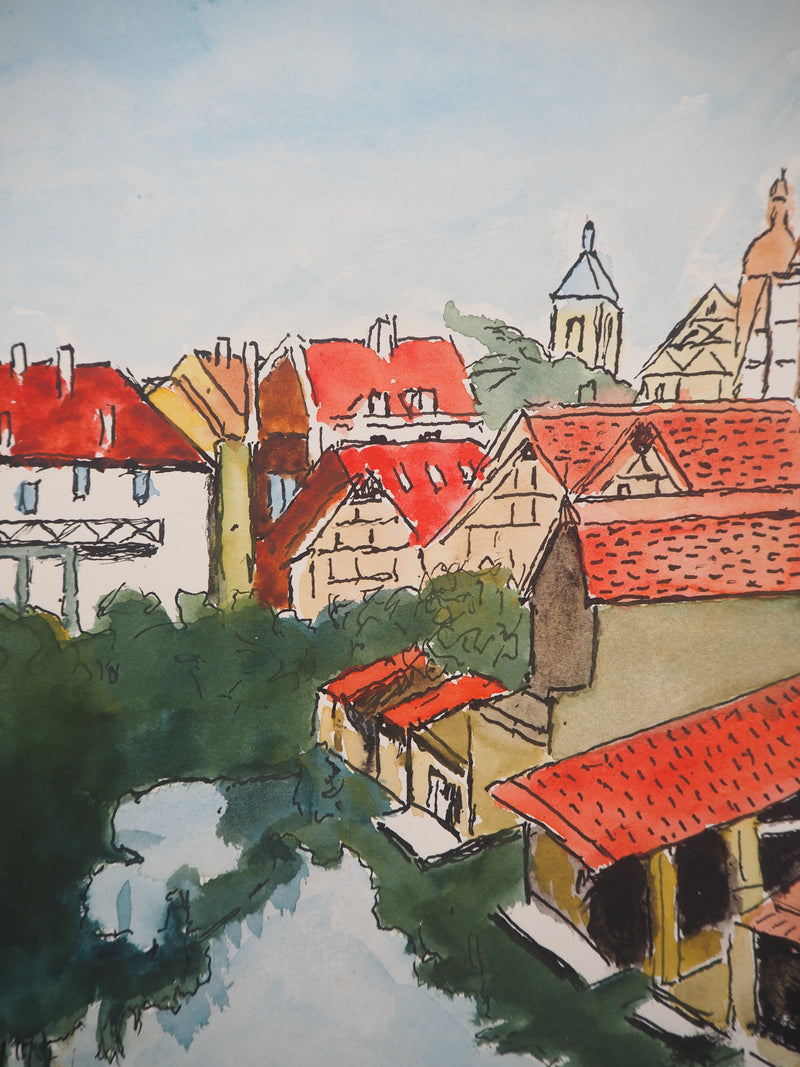Elisée MACLET : La Petite France à Strasbourg - Aquarelle (détail)