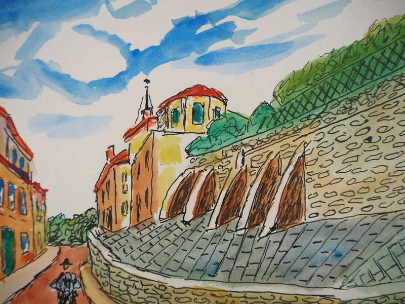 Elisée MACLET : Les remparts - Aquarelle (détail)