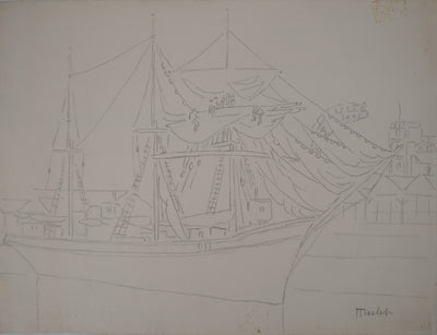 Elisée MACLET : Bateau : le trois mats - Dessin