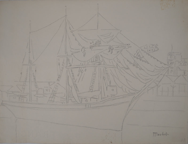 Elisée MACLET : Bateau : le trois mats - Dessin