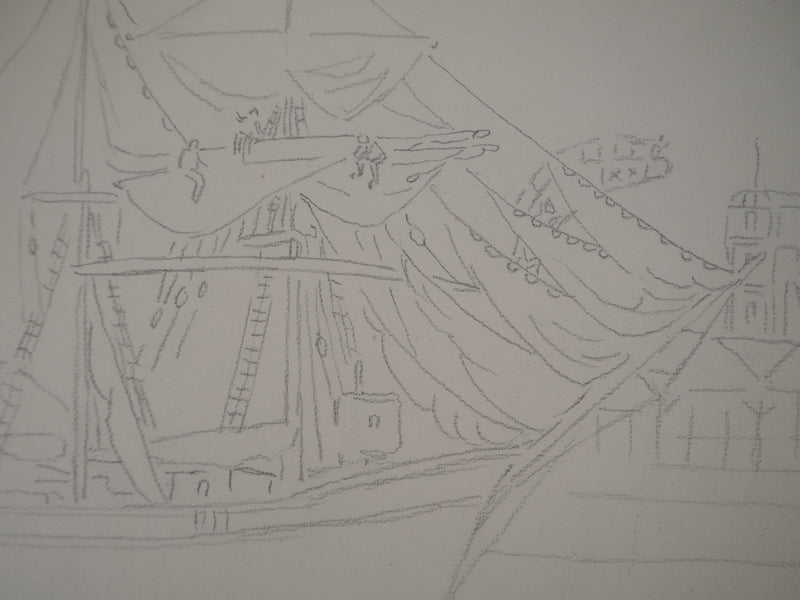 Elisée MACLET : Bateau : le trois mats - Dessin (détail)
