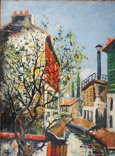 Elisée MACLET : Bords de la Bièvre à l'entrée de Paris, c. 1920 - Tableau (détail)