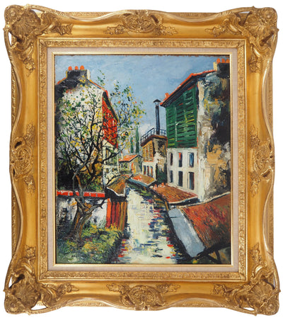 Elisée MACLET : Bords de la Bièvre à l'entrée de Paris, c. 1920 - Tableau (détail)