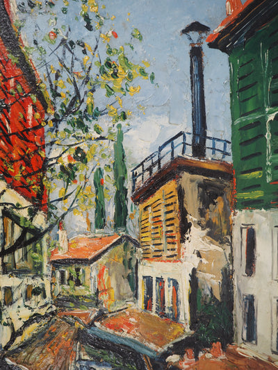 Elisée MACLET : Bords de la Bièvre à l'entrée de Paris, c. 1920 - Tableau (détail)