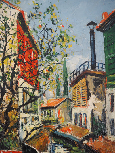 Elisée MACLET : Bords de la Bièvre à l'entrée de Paris, c. 1920 - Tableau (détail)