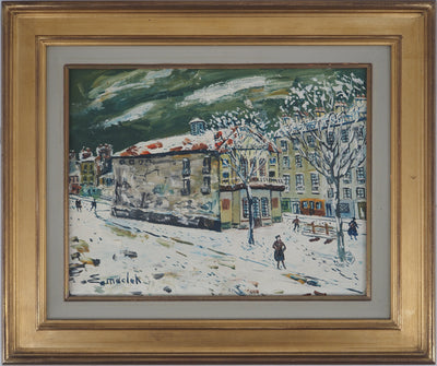 Elisée MACLET : Montmartre sous la neige, Le Théatre de l'Atelier, c. 1945 - Tableau