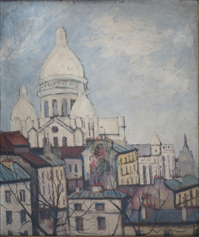 Elisée MACLET : Montmartre, le Sacré Coeur - Tableau (détail)