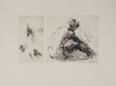David MAES : Femme assise - Gravure (détail)