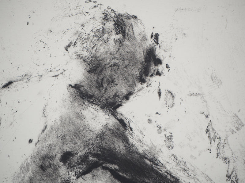 David MAES : Femme assise - Gravure (détail)