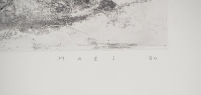 David MAES : Femme assise - Gravure (détail)