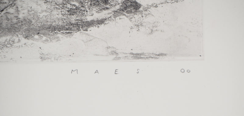 David MAES : Femme assise - Gravure (détail)