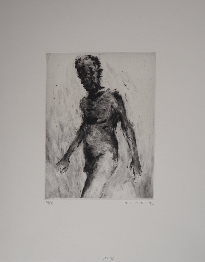 David MAES : Nu, 1992 - Gravure (détail)
