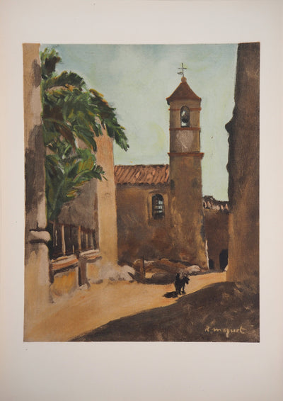 Richard MAGUET : Village de Provence, 1957 - Lithographie