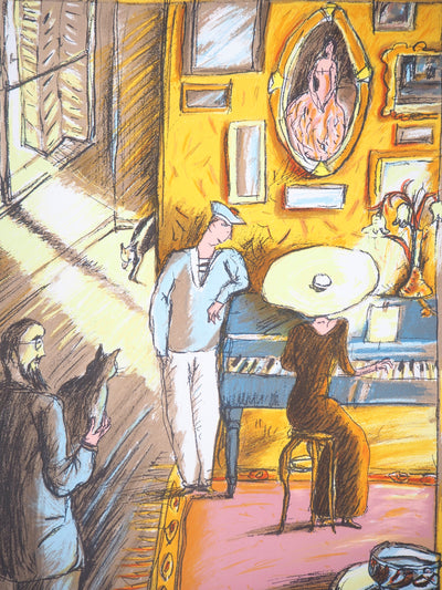  MAJA : La pianiste et le matelot - Lithographie (détail)