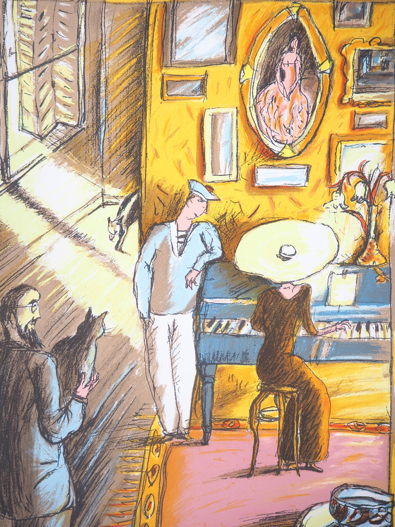 MAJA : La pianiste et le matelot - Lithographie (détail)