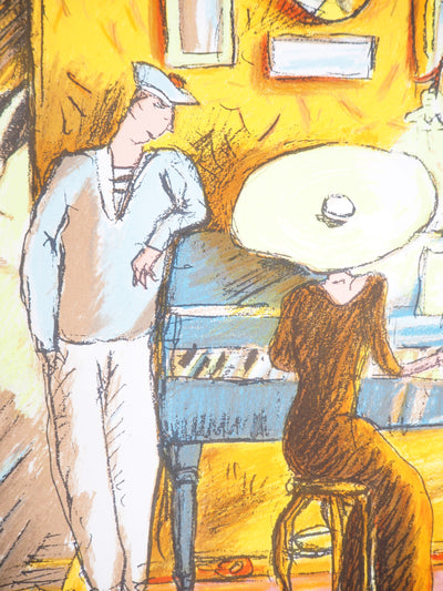  MAJA : La pianiste et le matelot - Lithographie (détail)