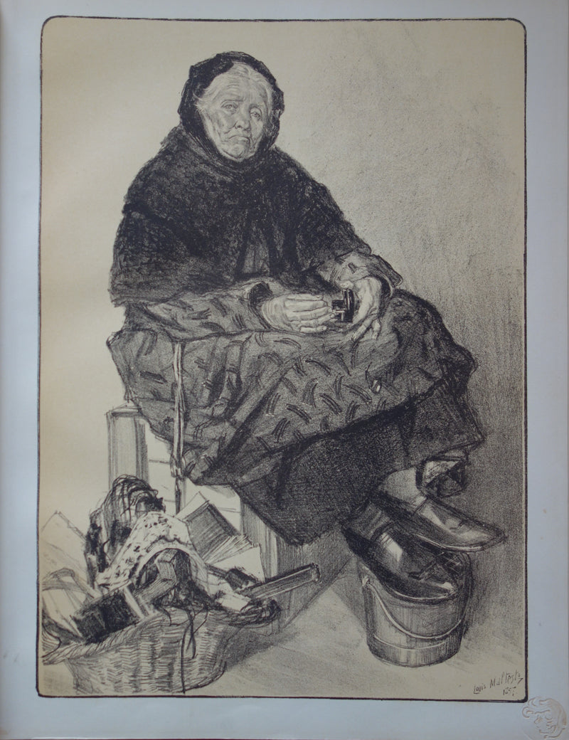 Louis MALTESTE : Marchande de lacets - Lithographie