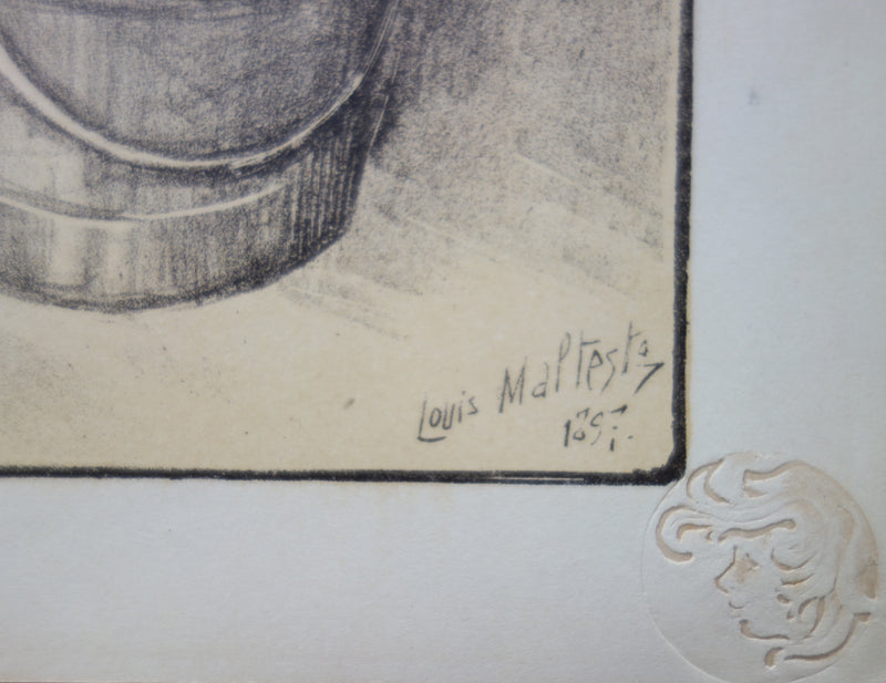 Louis MALTESTE : Marchande de lacets - Lithographie (détail)