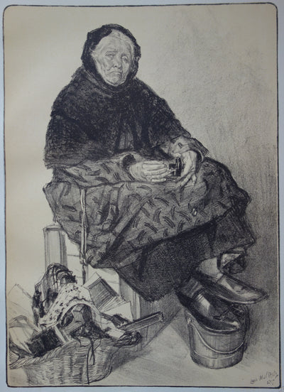 Louis MALTESTE : Marchande de lacets - Lithographie (détail)