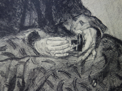 Louis MALTESTE : Marchande de lacets - Lithographie (détail)