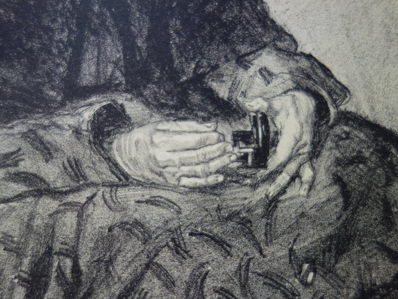 Louis MALTESTE : Marchande de lacets - Lithographie (détail)