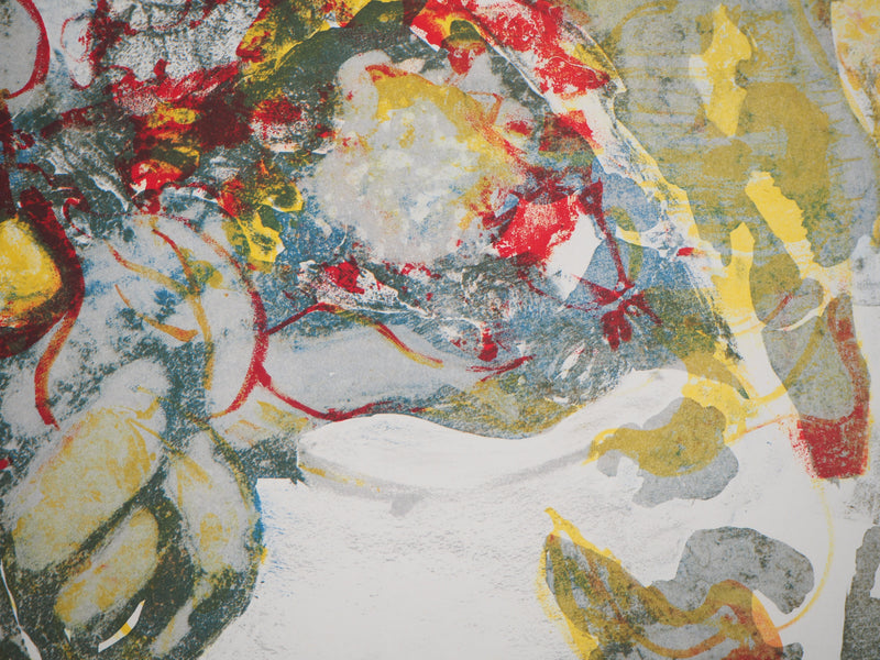 Claude MANCINI : Bouquet au vase blanc - Lithographie (détail)