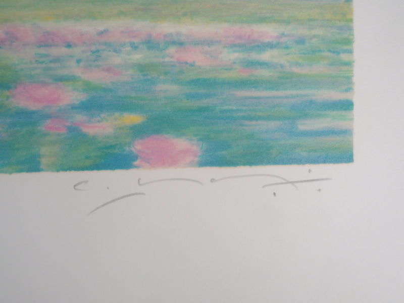 Claude MANOUKIAN : Baie aux Nénuphars - Lithographie (détail)
