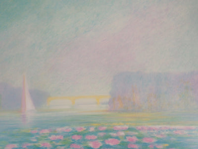 Claude MANOUKIAN : Baie aux Nénuphars - Lithographie (détail)