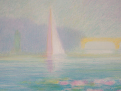 Claude MANOUKIAN : Baie aux Nénuphars - Lithographie (détail)