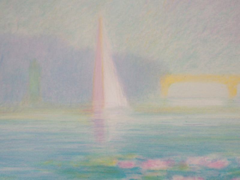 Claude MANOUKIAN : Baie aux Nénuphars - Lithographie (détail)