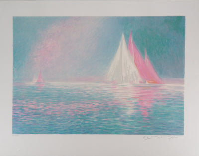 Claude MANOUKIAN : Bateaux - Lithographie (détail)