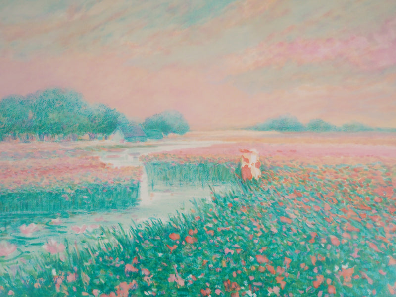 Claude MANOUKIAN : Hommage à Monet, les Coquelicots - Lithographie (détail)
