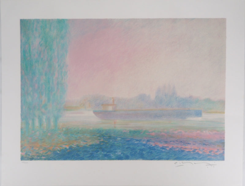 Claude MANOUKIAN : La péniche - Lithographie