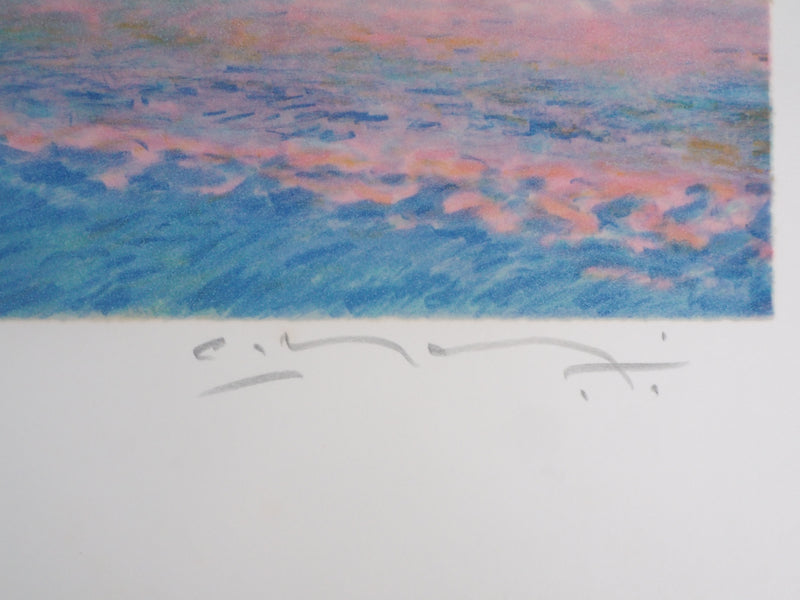 Claude MANOUKIAN : La péniche - Lithographie (détail)