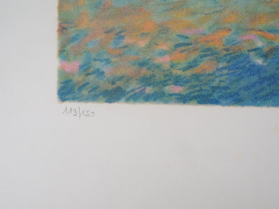 Claude MANOUKIAN : La péniche - Lithographie (détail)