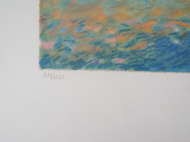 Claude MANOUKIAN : La péniche - Lithographie (détail)